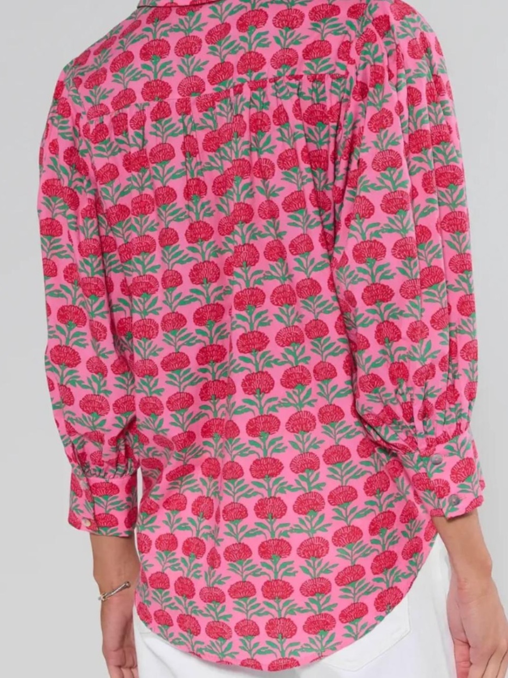 Avara Trudy Pink Floral Button Up Top - Picture 3 of 3